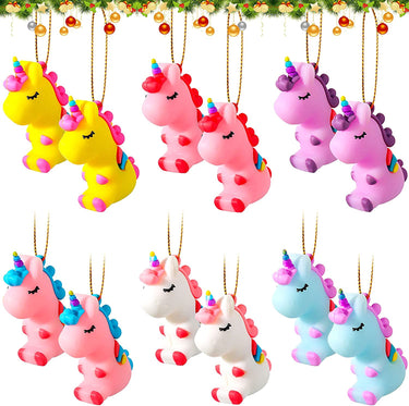 12 Pieces Christmas Unicorn Ornaments Hanging Christmas Tree Ornament Unicorn Ornament Decor for Unicorn Birthday Christmas Party Supplies